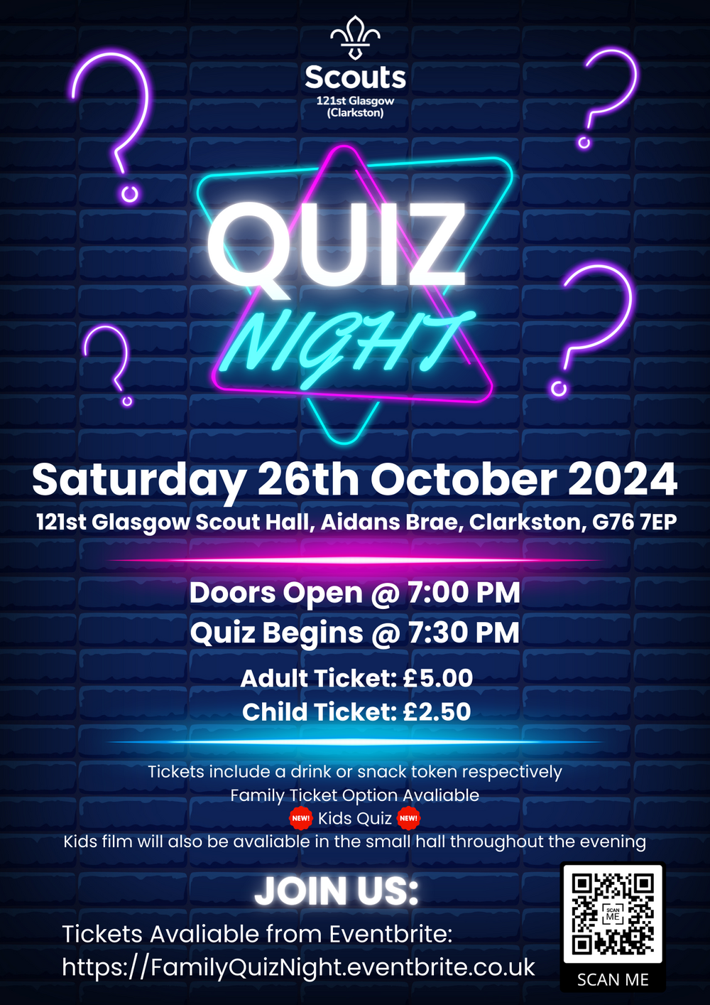 121st Glasgow Scout Group - Family Quiz Night